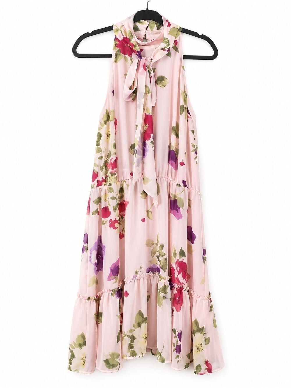 Lauren Ralph Lauren Pink Floral Georgette Sleeveless Dress Size 12